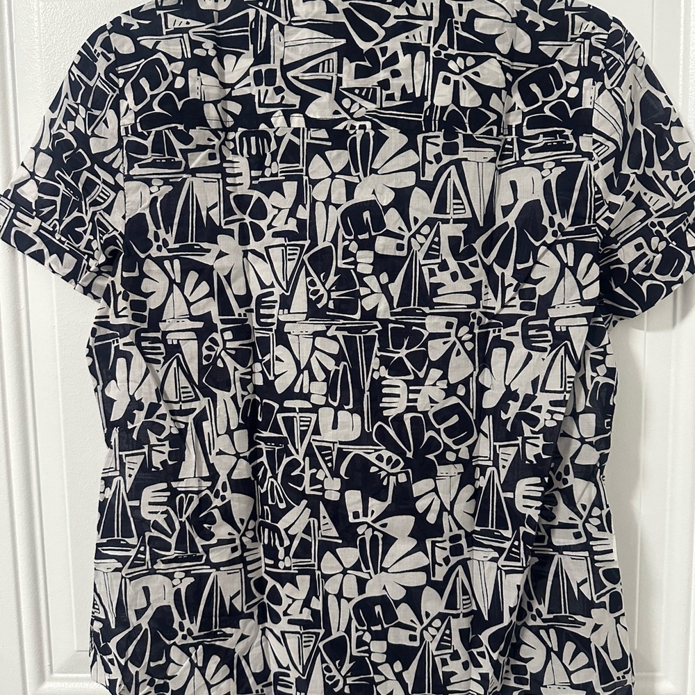 Nautica Jeans Women's Tiki Blue Print Cotton Button-Front Shirt, Size XS NWT - Picture 6 of 10